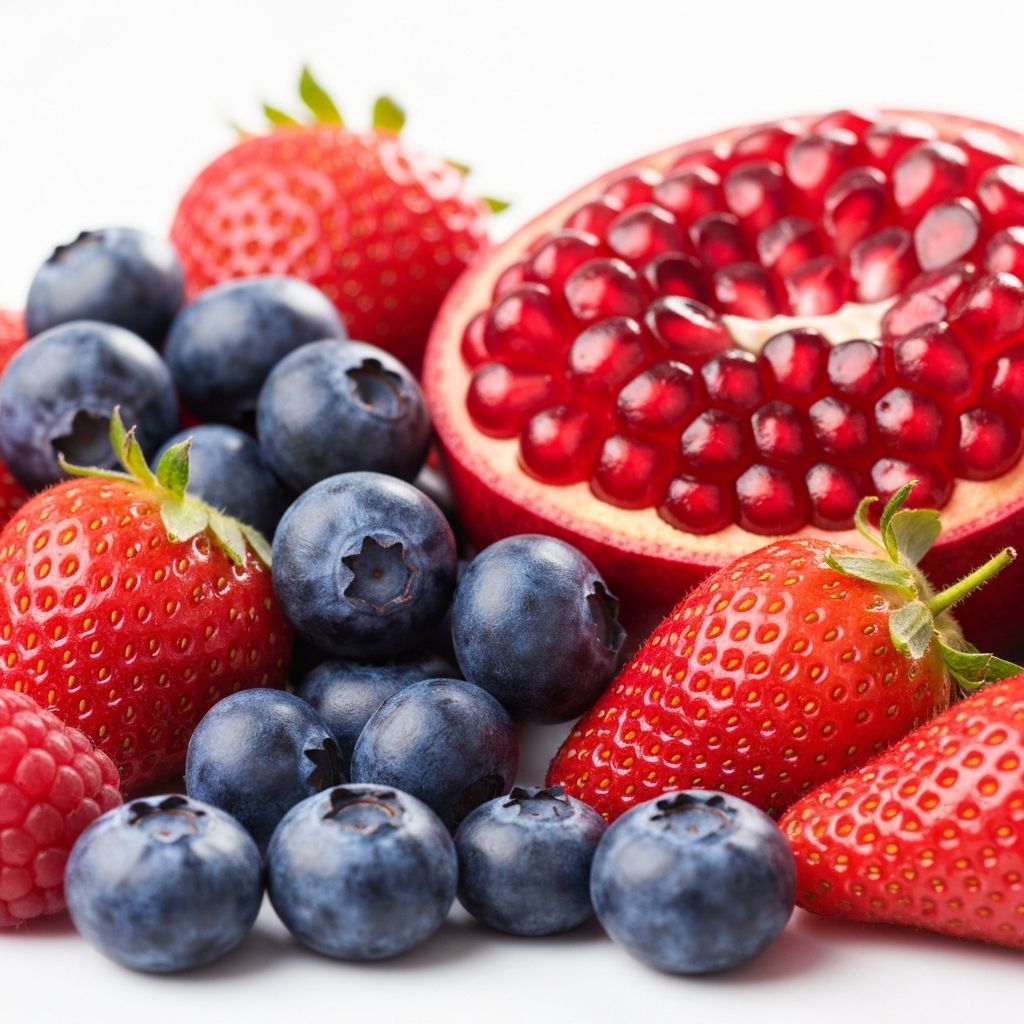 Colorful fruits and berries rich in antioxidants